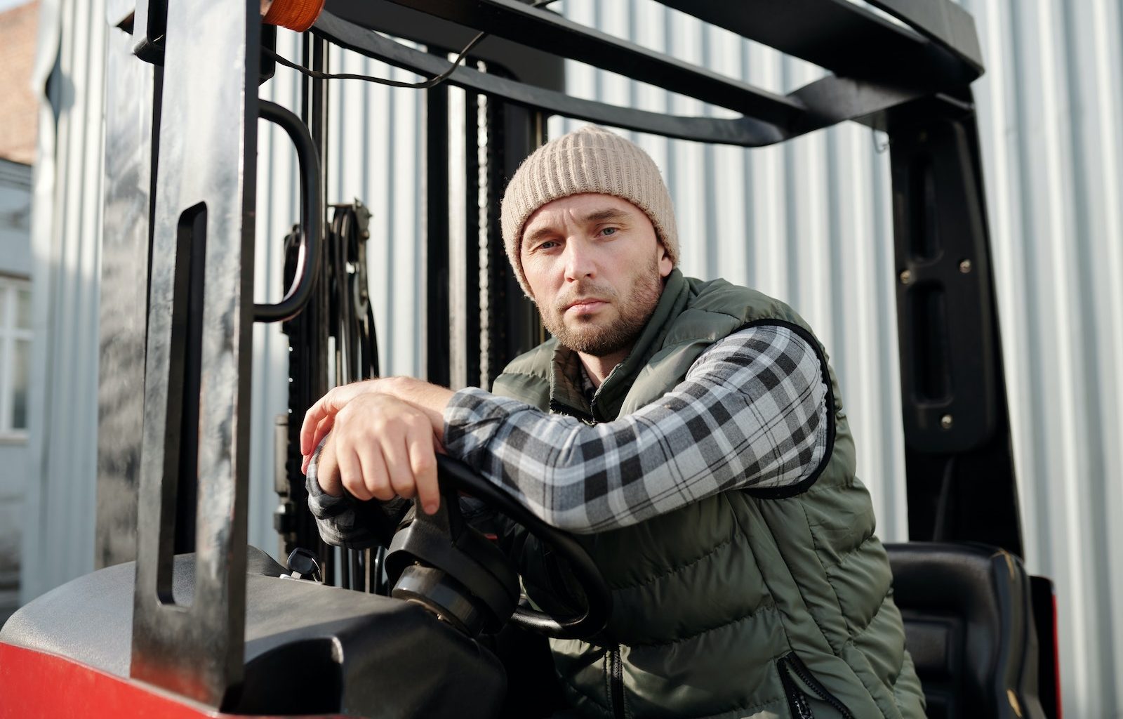 Operator Sitting Inside Forklift