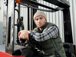 Operator Sitting Inside Forklift