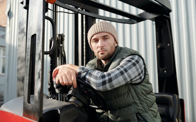 Operator Sitting Inside Forklift