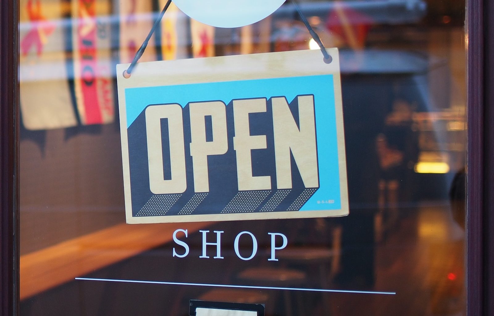 gray and blue Open signage