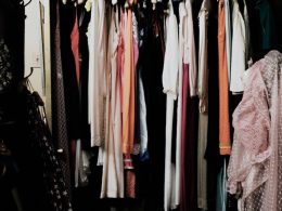 clothes hanged inside wardrobe