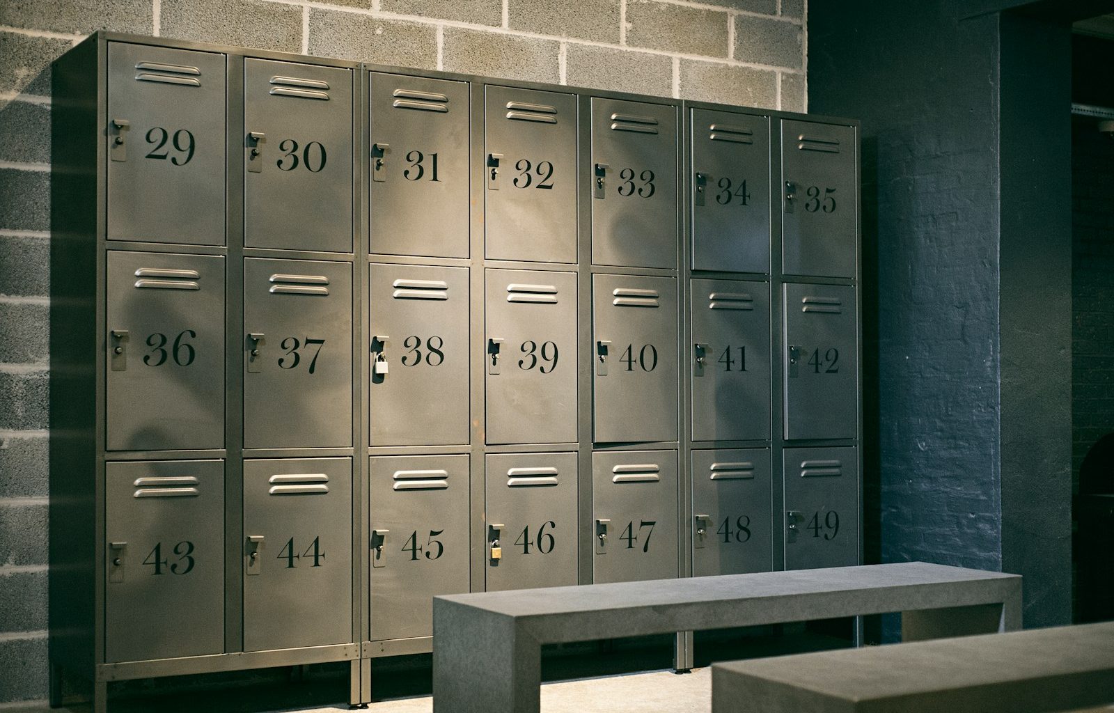 gray steel locker room inside the room