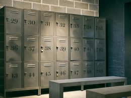 gray steel locker room inside the room