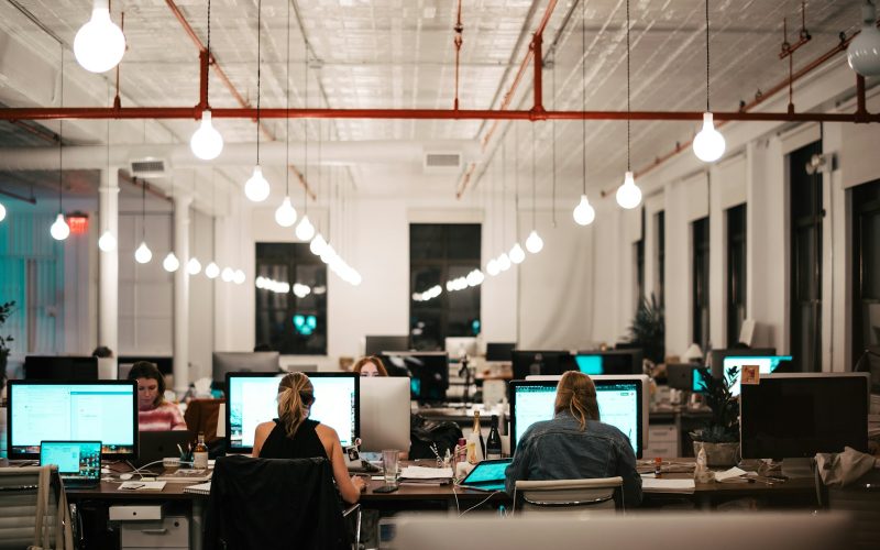 people sitting on chair in front of computer