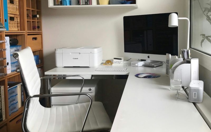 white printer on white table