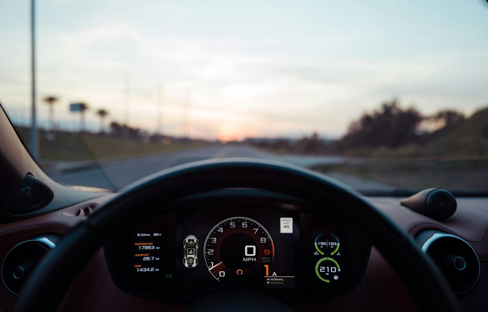 black car instrument panel cluster