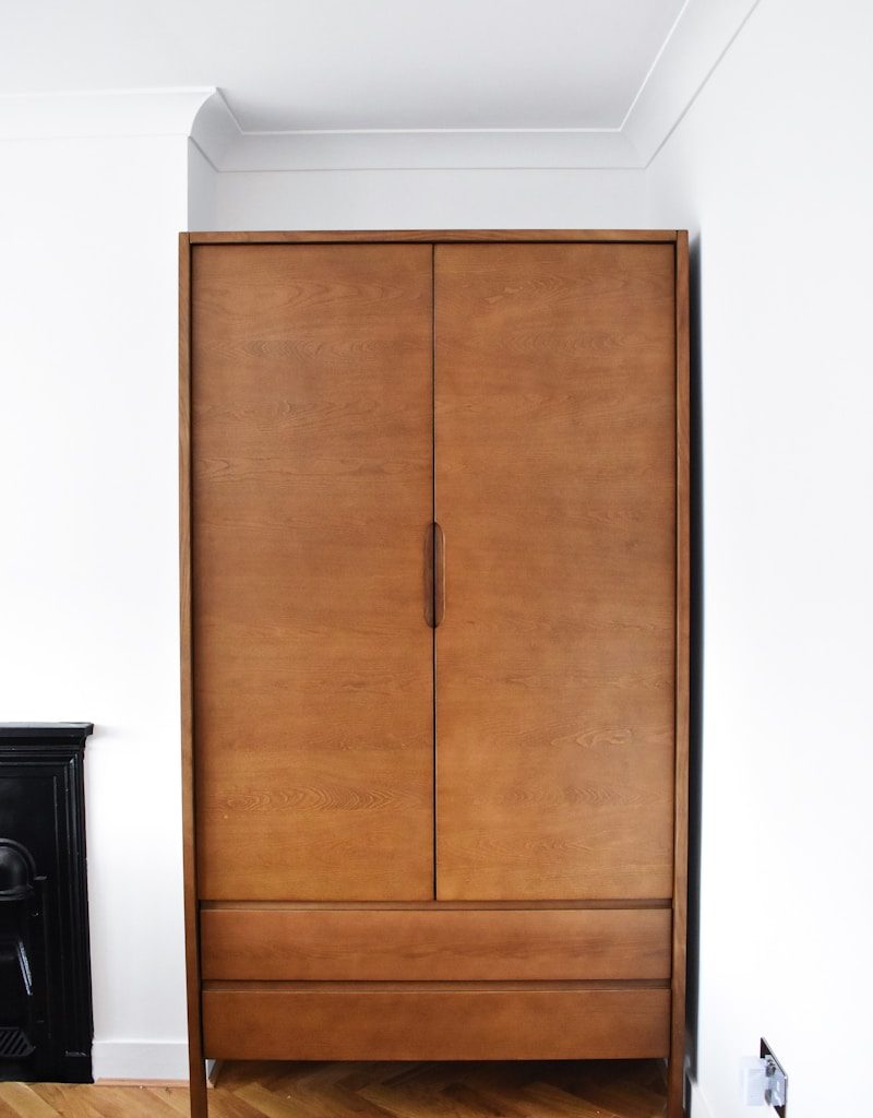 brown wooden 2-door cabinet